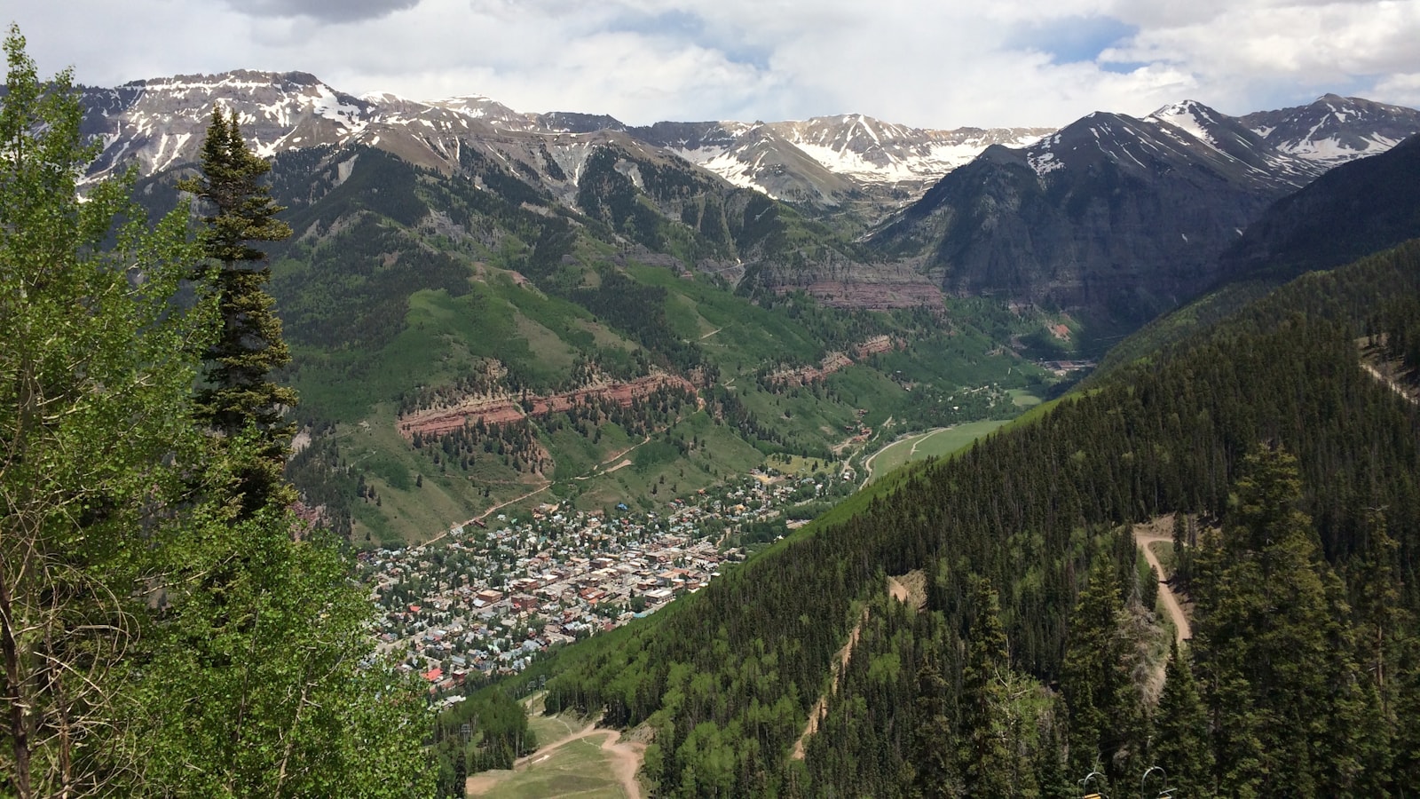 Aerial view of Telluride, Colorado in summer